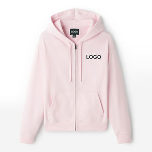 Sudadera con Capucha de Forro Polar de Algodón Premium de Marca Propia, con Cierre Completo y Bolsillos Delanteros, Unisex, Corte Holgado, Informal para Invierno - Product Image 1