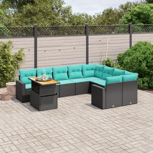 Ensemble de canapés de patio en polyrotin noir, 10 pièces, avec coussins, ensembles de jardin - Product Image 1