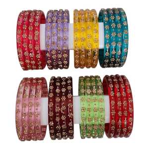 Juego de Brazaletes de Vidrio Tradicionales Indios, Churiyan Coloridos para Mujer, Joyería Nupcial, Accesorios de Moda, Proveedor Mayorista - Product Image 1