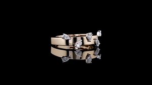 Anillo Moderno con Diamantes Cultivados en Laboratorio en Forma de Pera Dispersos |   Anillo de Diamantes de Diseño Minimalista para Uso Diario - Product Image 4