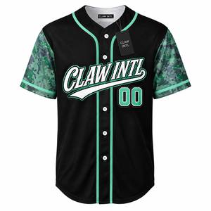 Maillot de baseball Claw Intl noir et vert à manches imprimées numériquement, anti-humidité, anti-UV, respirant, grande taille, unisexe, pour adulte - Product Image 1