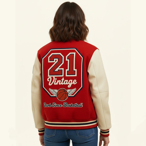 แจ็คเก็ตวาร์ซิตี้ขนสัตว์ผู้ชายแบบมีสไตล์ คอตั้ง ปักลาย Dunk 21 สำหรับฤดูหนาว สตรีทแวร์ แจ็คเก็ตเบสบอล Letterman - Product Image 2