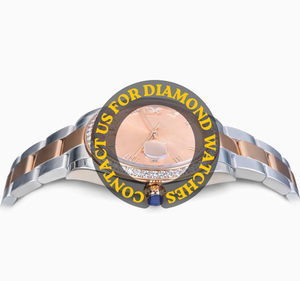 Reloj de Diseño Impresionante, Resistente al Agua, con Caja Redonda Única, Esfera Rosa, Bisel de Dos Tonos, Diamantes Moissanite, Mecánico - Product Image 2
