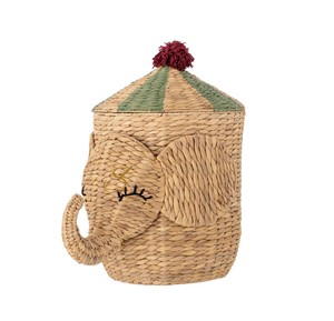Boho Handwoven <b>Elephant</b> Water Hyacinth <b>Basket</b> Cute Animal Clothes <b>Laundry</b> Hamper Aesthetic Decorative Storage Bin for <b>Nursery</b> - Product Image 1