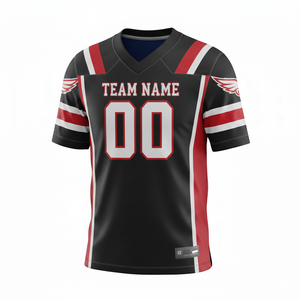 Maillot d'entraînement de football américain personnalisé pour adultes, manches courtes, respirant, option grande taille, 100 % polyester, col en V - Product Image 1