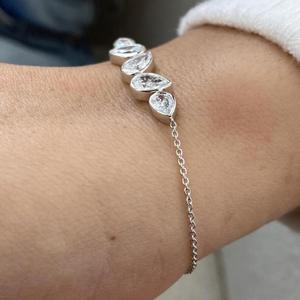 Pear Cut Diamond Bezel Tennis Bracelet <b>Solid</b> <b>Gold</b> Luxury Pear Shape Bracelet Elegant Wedding Jewelry Lab Grown Diamond Bracelet - Product Image 3