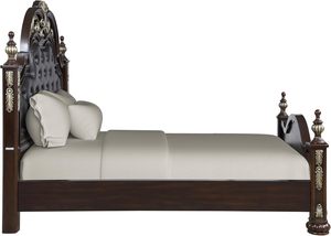 Luxury Classic Queen Bed Made Of Solid Mahogany Wood High Quality With PU leather <b>backrest</b> For Furniture Bedroom. - Product Image 2