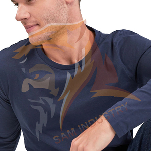 T-shirts pour hommes 100 % coton en gros, personnalisables, grandes tailles, à manches longues, en jersey uni, respirants - Product Image 3