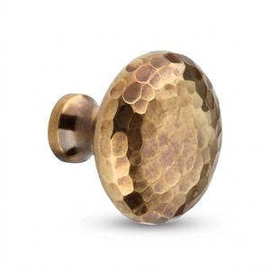 Hammered Mushroom Cabinet <b>Knob</b> Solid <b>Brass</b> Bright Chrome Dresser Drawer Pull Wardrobe Midcentury Contemporary Durable Easy - Product Image 1