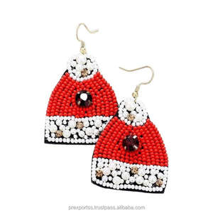 Pendientes de Aleación con Cuentas de Colores Hechos a Mano, Pendientes de Aro Colgantes con Cuentas de Semillas Festivas Unisex, Chapados en Oro, Lindos para Fiestas - Product Image 2