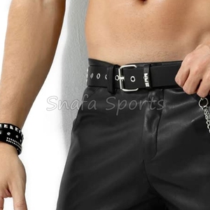 Shorts en cuir pour hommes, nouveau style, avec poches et cordon de serrage, coupe ajustée, 100% cuir respirant, vente en gros - Product Image 5