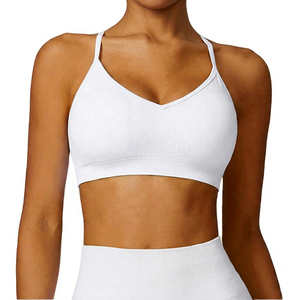 Soutien-gorge de sport jaune à double bretelles, soutien moyen, pour le yoga et la gym, pour femmes - Product Image 4