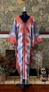 Vestido Kaftan de Rayón con Estampado Shibori Coral, Talla Grande, Corte Holgado, Estilo Boho, Ropa de Playa para Mujer - Product Image 4