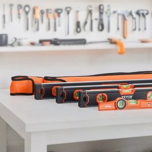 Jeu de 4 niveaux torpille magnétiques 48/24/16/10 pouces Flacons fluorescents à bulles 45/90/180 degrés Règle en alliage d'aluminium SAE - Product Image 1