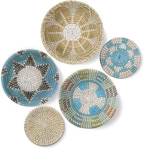 Plaques murales décoratives en jonc de mer tissé à la main |   Plateaux ronds décoratifs en paille pour salon, chambre et intérieur d'hôtel - Product Image 1