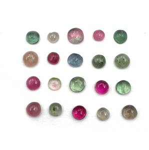 Tourmaline naturelle multicolore, cabochon rond, pierre précieuse en vrac, 10 carats, haute qualité, 3-5 mm, certifiée IGI pour la fabrication de bijoux - Product Image 1