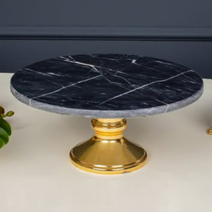 Aluminum Handle Decorative Dessert Display Tower For Birthday Parties 2-Tier Mango Wood <b>Cake</b> <b>Stand</b> With Elegant Silver Floral - Product Image 2