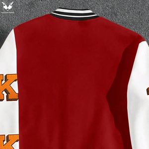 Latest Design Patchwork <b>Men</b> Varsity <b>Jacket</b> Red <b>White</b> Bomber <b>Jacket</b> New York Embroidery Vintage Streetwear Baseball Uniform - Product Image 5