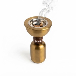 Luxury Brass <b>Bakhoor</b> Burner Metal Gold Mubkhar With Wooden Ring Traditional Middle East Arabic <b>Oud</b> Incense Censer Ramadan Gift - Product Image 1