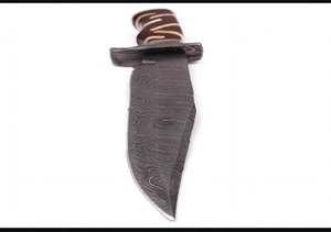 Handcrafted Damascus Steel Utility <b>Knife</b> Wood <b>Bone</b> Inlay <b>Handle</b> Damascus Guard Field Tool - Product Image 2