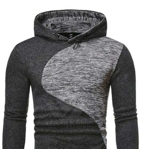 Sweat-shirt à capuche zippé pour homme, coupe ajustée, color block, décontracté, en polyester tricoté, coupe-vent, pour l'automne - Product Image 4