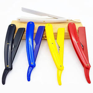 Rasoir jetable à lame unique avec manche en plastique rouge, vert et blanc pour homme, usage en salon de coiffure, lame en acier inoxydable - Product Image 2