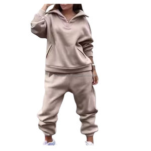 Conjunto de 2 piezas bordado con hombros caídos y logotipo personalizado, pantalones de chándal de gran tamaño, sudadera con capucha, Tops cortos, pantalones para correr, sudadera de calidad en blanco - Product Image 3