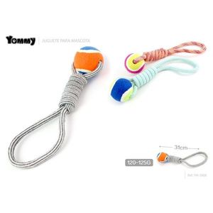 Yommy Pet Tennis Ball <b>Rope</b> Toy 120-125G 31cm For Dogs Interactive Play - Product Image 1