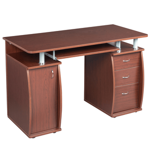 Scrivania per Computer Portatile 55x115x74cm in MDF Color Caffè con 3 Cassetti e Anta, 1 Pezzo - Product Image 4