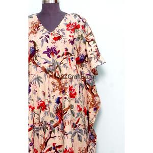 Caftán 100% Hecho a Mano, Ecológico, de Algodón, para Mujer, con Estampado Floral Indio, Cintura Natural, Corte Ajustado, Ropa Casual de Verano y Primavera - Product Image 2