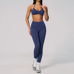 Ensemble de yoga respirant et sans coutures pour femmes, soutien-gorge de sport à bretelles, vêtements de sport, leggings, ensembles de yoga grande taille - Product Image 4