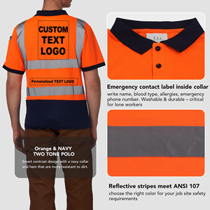 ผลิตเสื้อโปโลสะท้อนแสง เสื้อผ้าเพื่อความปลอดภัยที่มองเห็นได้ชัดเจน ผ้าระบายอากาศได้ดี สำหรับงานก่อสร้างกลางแจ้งและชุดทำงาน - Product Image 2