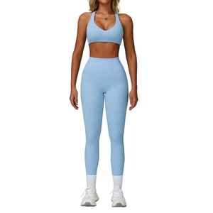 Custom Seamless 2-Piece Eco-Friendly <b>Yoga</b> Set Women High Quality Slim Fit <b>Jacket</b> Active Leggings Long Sleeves Breathable - Product Image 1