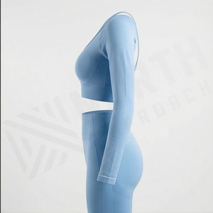 Women Solid <b>One</b> Piece Sportswear Gym Fitness Yoga Set High Stretchy Seamless Strappy Bra Scrunch Shorts Apparel - Product Image 3