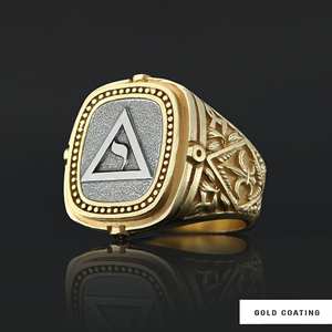 แหวนเมสัน BOJ รุ่น 034 แบบกำหนดเองได้ สำหรับทั้งชายและหญิง แหวนตราประทับฟรีเมสันส่วนบุคคล แหวนตราประทับมาสเตอร์เมสันเท็กซัส สไตล์ฮิปฮอป สีเงิน ราคาประหยัด - Product Image 4