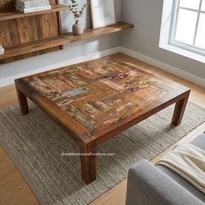 Wholesale Durable Wooden Rustic Coffee <b>Table</b> Handcrafted Minimalist Vintage Industrial Living Room Furniture <b>Reclaimed</b> Boat Wood - Product Image 4