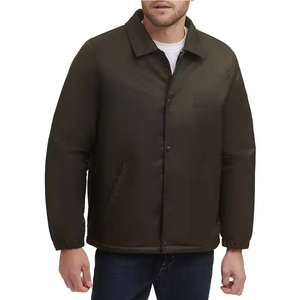 Chaqueta Coach Verde Oliva con Botones a Presión, Resistente al Agua, Tejido Ligero, Ropa Deportiva para Exteriores, Estilo Casual para Hombre - Product Image 1