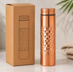 Pure Copper Metal Water Bottle Floral Design 1000ml Leak Proof Portable Travel <b>Drinkware</b> - Product Image 3