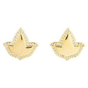 Boucles d'oreilles clous en or avec feuille de lierre en cristal et bordure en pierres étincelantes, design géométrique élégant, bijoux de mode pour femme, idéales pour les soirées - Product Image 1