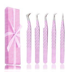 Pinzas de extensión de pestañas coloridas probadas a mano en punta afilada a granel elaboradas con material de acero inoxidable - Product Image 5