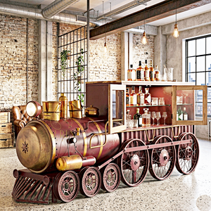 ตู้เก็บไวน์อุตสาหกรรมยานยนต์ งานแฮนด์เมดโบราณ ทำจากไม้มะม่วงแท้ ประตูเหล็กแบบเชคเกอร์ 2 ช่องเก็บของ วางได้อิสระ - Product Image 1