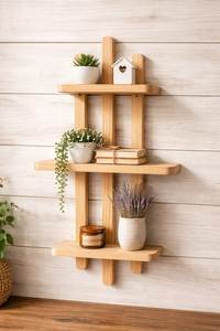 Étagère murale rectangulaire moderne en bois, support de rangement pour la décoration de la maison, entrée, salon - Product Image 1