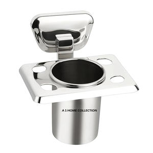 Porte-brosse de qualité supérieure en aluminium de forme ronde au design unique, finition dorée, accessoires de salle de bain pour hôtel - Product Image 5