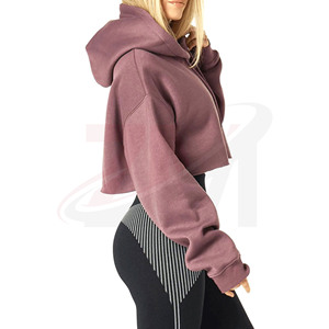 Sweat à capuche court bleu roi pour femme, coupe oversize, épaules tombantes, manches longues, style décontracté et tendance - Product Image 2