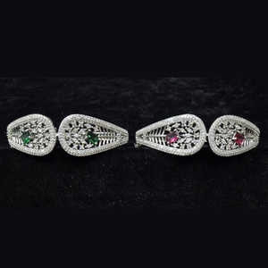 Pulsera de diamantes americanos radiantes chapada en plata 12162763GR para bodas y fiestas Pulsera fina con dijes - Product Image 1