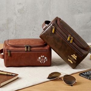 Trousse de Toilette en Cuir Véritable pour Homme, Trousse de Voyage, Trousse de Rasage, Pochette avec Doublure Imperméable, Vente en Gros TYG-0224 - Product Image 2