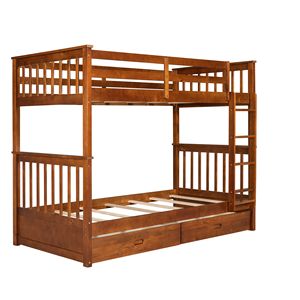 Letto a Castello in Noce con Scaletta e Due Cassetti Contenitori per Camere dei Bambini (Vecchio SKU LT000265AAD) - Product Image 5