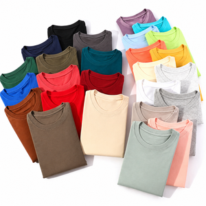 OEM Customized Logo Embroidery 260G Heavyweight Pure Cotton Unisex European Size Loose Fit Solid Crew Neck Short Sleeve <b>T</b> Shirt - Product Image 1