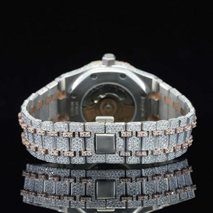 Reloj Hip Hop Personalizado con Esfera de Acero Inoxidable, Escala Mixta, Diamantes, Tono Rosa, Plateado, Movimiento Mecánico Automático - Product Image 3