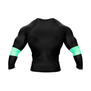 SAQIB&CO Rashguard Unisex para Artes Marciales Mixtas, Ajustado, Manga Larga, Secado Rápido, Spandex/Poliéster, Estampado Negro y Verde Menta - Product Image 2